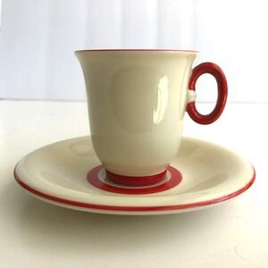 Epiag Royal Czechoslovakia Demitasse Cup Saucer Simple Classic Minimal Red Beige